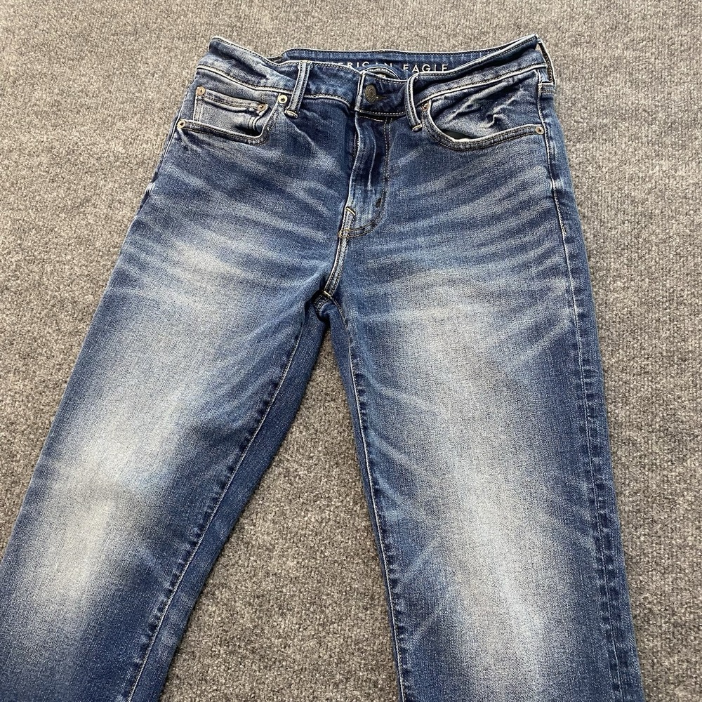 American Eagle Original Bootcut Jeans Mens 31x30 Faded Whiskered Cowboy Denim